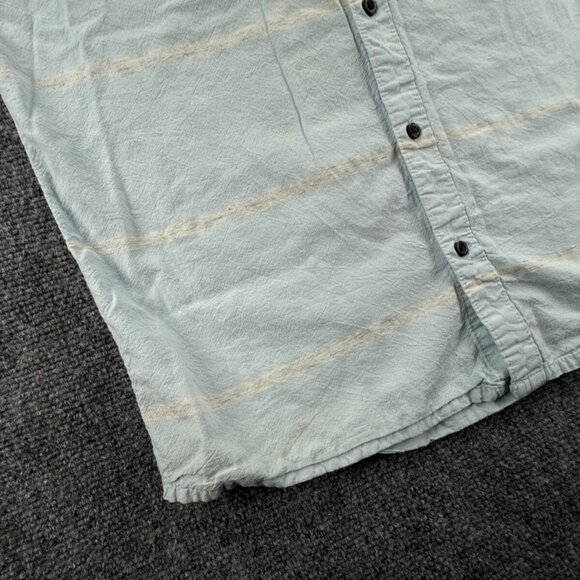 Quiksilver Button Up Shirt Short Sleeve Men Surf Blue Striped Medium Beach ** - Picture 13 of 16